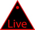 black-red signs with the word `live` in red letters